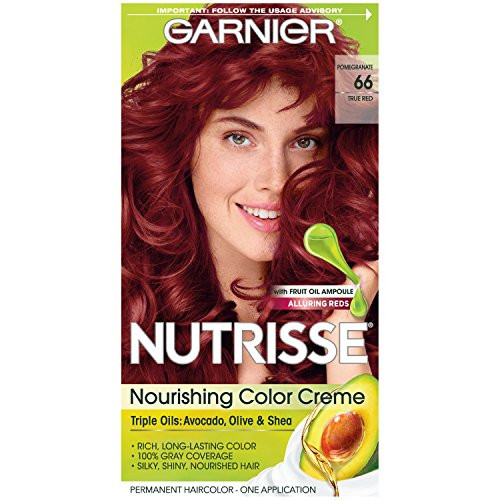 Garnier Nutrisse Nourishing Hair Color Creme 66 True Red  Pomegranate   Packaging May Vary