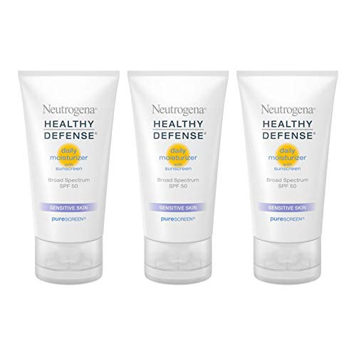 Neutrogena Healthy Defense Daily Moisturizer for Sensitive Skin with SPF 50 Mineral Sunscreen with Zinc Dioxide Titanium Dioxide Oil Free Fragrance Free 17 fl oz Pack of 3 Neutrogena Healthy Defense Daily Moisturizer for Sensitive Skin with SPF 50 Mineral Sunscreen with Zinc Dioxide Titanium Dioxide Oil Free Fragrance Free 17 fl oz Pack of 3
