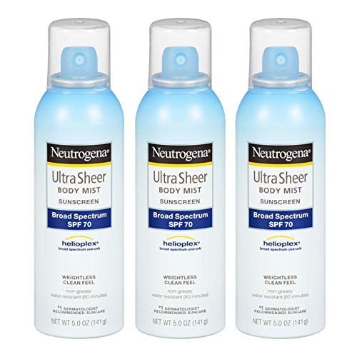 Neutrogena Ultra Sheer Body Mist Sunscreen Broad Spectrum Spf 70 5 Oz  Pack of 3