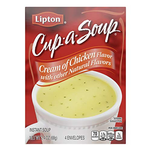 Lipton Cup a Soup Instant Soup For a Warm Cup of Soup Cream of Chicken Only 60 Calories Per Serving 24 Oz 4 Count  12 Pack