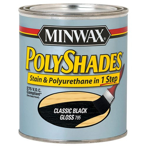 Minwax 214954444 Polyshades   Stain   Polyurethane in 1 Step 1 2 pint Classic Black Gloss