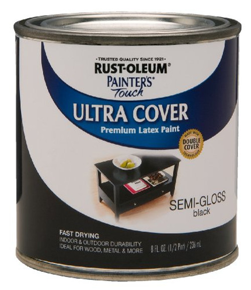 Rust Oleum 1974730 Painter s Touch Latex Paint Half Pint Semi Gloss Black