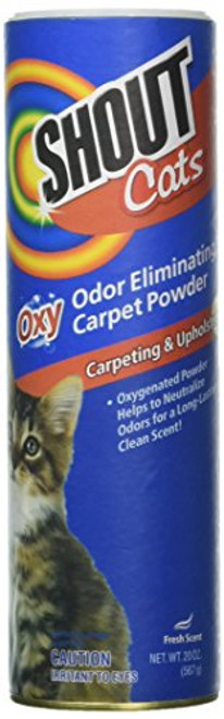 SHOUT for Pets Turbo Oxy Carpet Odor Eliminator Powder   Best Cat Odor Remover For All Pet Stains 18 ounces Fresh Scent