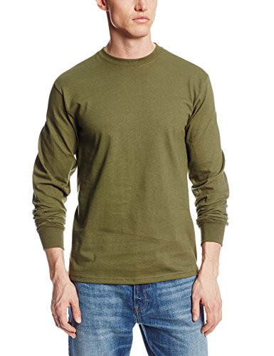 Soffe mens Long Sleeve Cotton T Shirt Olive Drab Green Large