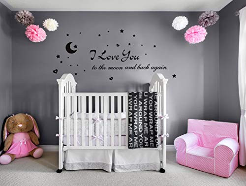 Lchen I Love You to The Moon and Back Again Wall Sticker Decal Home Bathroom Background Decor Removable  Love You