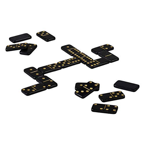 FAO Schwarz AFAO007 28-Piece Classic and Gold Domino Effect Game Collection Set, Black