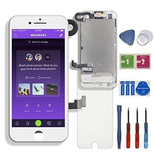 LEYKI LCD Touch Screen Replacement Digitizer Screen Display Assembly Full Set Repair Tool Kit for iPhone  6G White