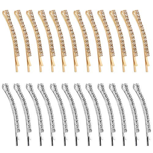 24 pieces Clear Rhinestone Bobby Pin Crystal Hair Pin Shiny Hairpin Metal Hair Clip Sparkly Hair Decoration for Women Ladies