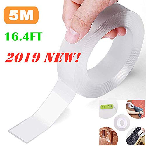Multifunctional Double Sided Adhesive Tape Nano Removable Adhesive Tape Transparent Reusable Washable Adhesive Tape for Walls Kitchen Carpet Fastening Inserting Photos  5M