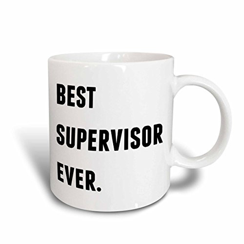 3dRose "Best Supervisor Ever, Black Letters On A White Background" Ceramic Mug, 15 oz, Black/White