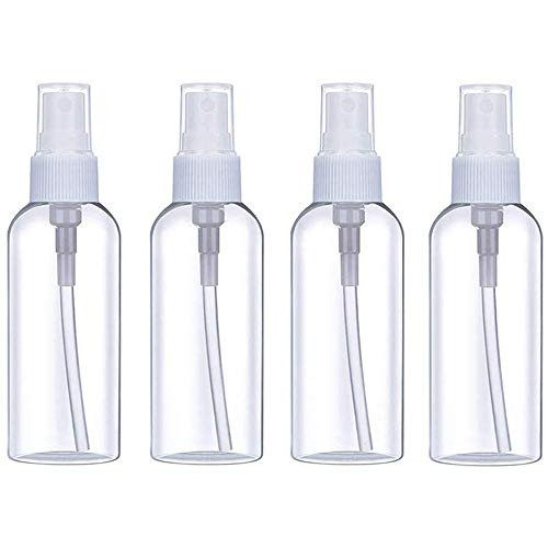 Crostice 34oz Spray Bottles 100ml Refillable Mist Sprayer Clear Plastic Bottles Makeup Cosmetic Atomizers Empty Small Container for Essential Oils Travel Perfumes  4 Packs