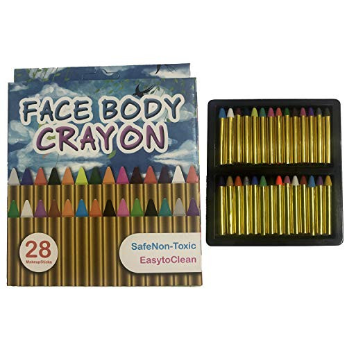 Lystin Face Painting Crayons Kit 28 Colors Face   Body Painting Makeup Crayons for Kids Fun Face Painting Face Body Paint Sticks Halloween Makeup Party Suppiles  28 Piece