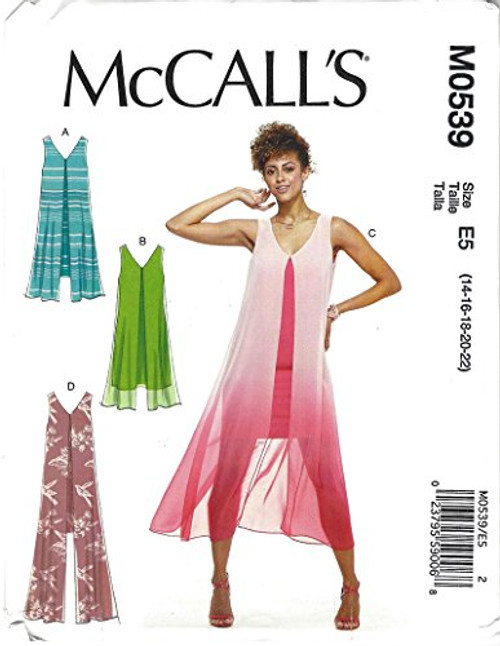 McCalls Pattern M0539 Misses Fitted, Pullover Dresses Sizes 14-16-18-20-22 McCalls Pattern M0539 Misses Fitted, Pullover Dresses Sizes 14-16-18-20-22