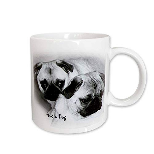3dRose Hug a Pug Puppies Mug, 15-Ounce