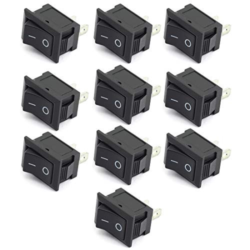 DZS Elec 10pcs KCD1 2 Pin Rocker Switch Dashboard Panel Mount ON Off Position Black Push Button Mini Boat Switch 6A 10A 250V 125V AC