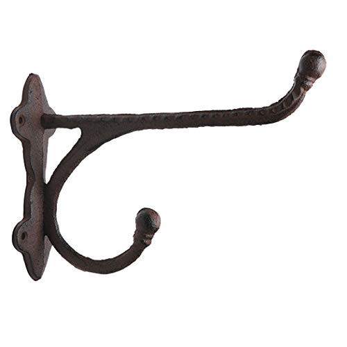 Pop Top Cast Iron Double Wall Hooks Hangers   Decorative Wall Mounted Coat Hook   Rustic Cast Iron PTZY225