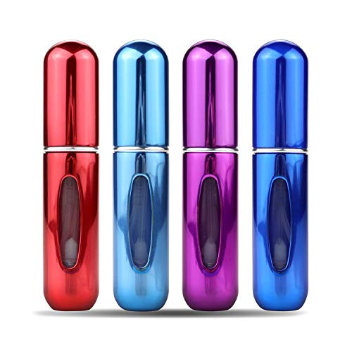Portable Mini Refillable Perfume Atomizer Bottle?Atomizer Perfume BottleRefillable Perfume Spray Scent Pump Case Perfume Atomizer Refillable Travel 4 Pcs Pack of 5ml