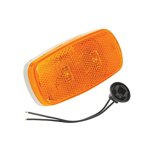 Bargman 47-59-402 Dual LED Clearance/Side Marker (with White Base - Amber)