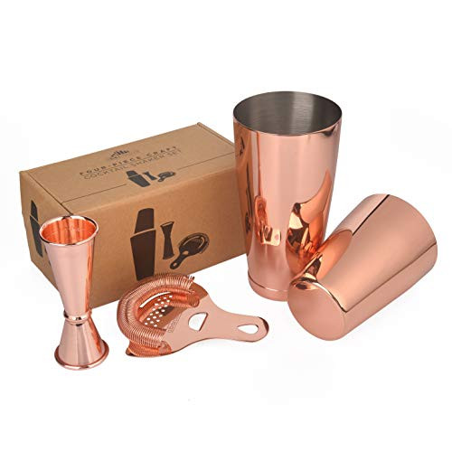 Copper Boston Shaker Set Professional two piece Cocktail Shaker set with Hawthorne Strainer and Japanese Jigger Copper Finish Copper Boston Shaker Set Professional two piece Cocktail Shaker set with Hawthorne Strainer and Japanese Jigger Copper Finish