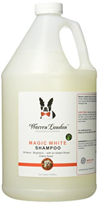 Warren London   Magic White Brightening Shampoo   Brightens the Natural Color of All Colored Coats along with Added Shine   Contains No Dye Bleach Detergent or Parabens   1 Gallon   Made in USA