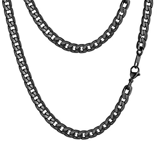 PROSTEEL Cuban Link Chain Black Necklace Punk Retro Jewelry Boyfriend Gift 26 inch Mens Womens Durable Chain Necklace PROSTEEL Cuban Link Chain Black Necklace Punk Retro Jewelry Boyfriend Gift 26 inch Mens Womens Durable Chain Necklace