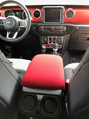 Koverz Neoprene Center Console Cover Armrest Pad with Keyhole for Jeep Wrangler JL JLU Gladiator JT Sahara Sport Rubicon Unlimited 2018 2019 2020   Red