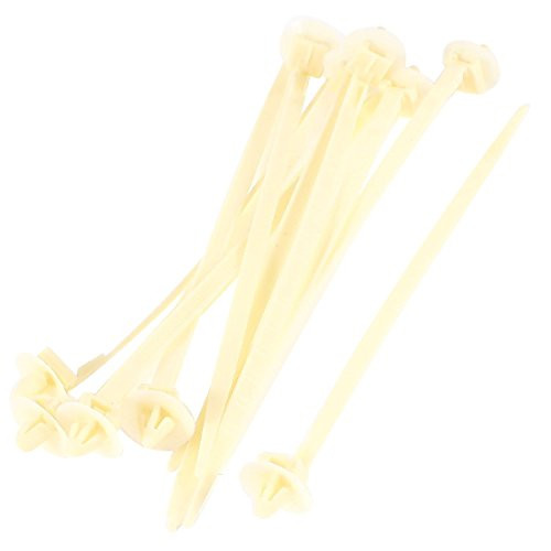 Uxcell Nylon Adjustable Push Mount Cable Zip Tie, 163mm Long, 10 Pcs, Beige