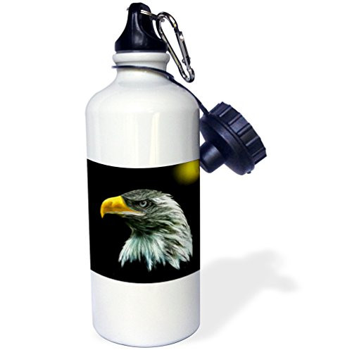 3dRose Protector Eagle On A Black Background Sports Water Bottle 21 oz White 3dRose Protector Eagle On A Black Background Sports Water Bottle 21 oz White