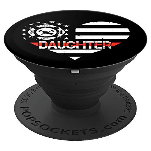 Proud Firefighter Daughter Red Line Flag PopSockets Grip and Stand for Phones and Tablets