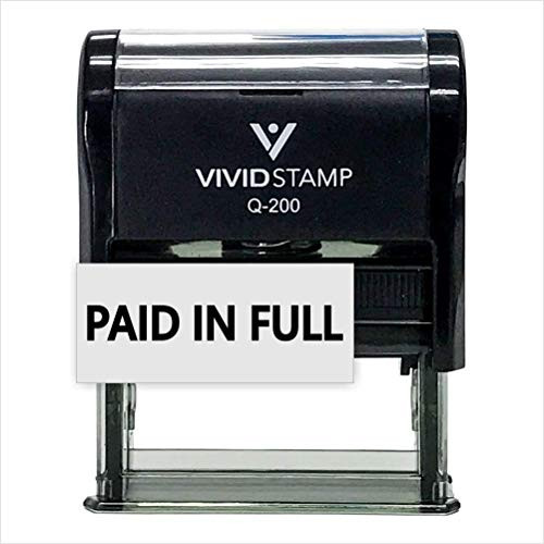 Basic Paid in Full Self Inking Rubber Stamp  Black Ink    Medium