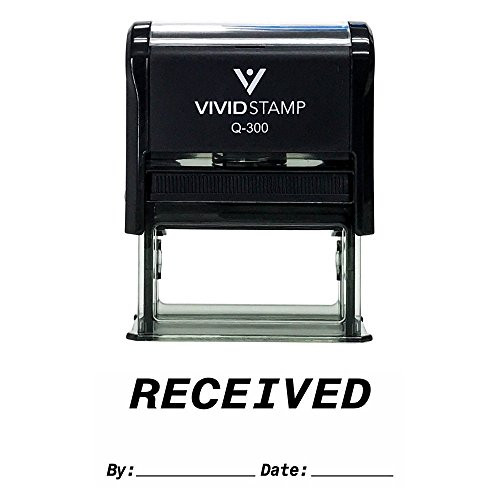 Received by Date Self Inking Rubber Stamp  Black Ink  Large