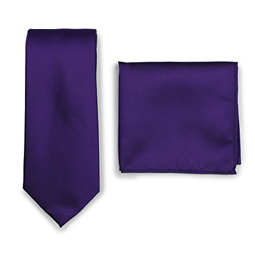Bows N Ties Men s Solid Necktie and Pocket Square Set Matte Microtexture Finish  Regency Purple