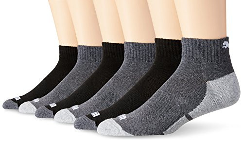 PUMA Socks Mens Quarter Cut Socks Black Grey Sock Size 10 13 Shoe Size  6 12  Pack of 6