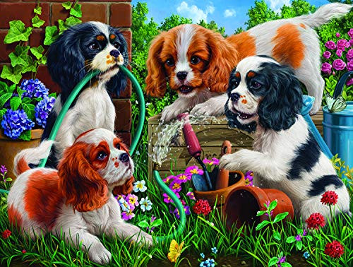 Pups in The Garden 1000 pc Jigsaw Puzzle by SUNSOUT INC