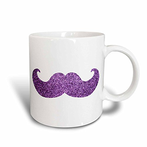 3dRose Purple Bling Mustache Faux Glitter Not Actual Glitter Magic Transforming Mug 11 Oz
