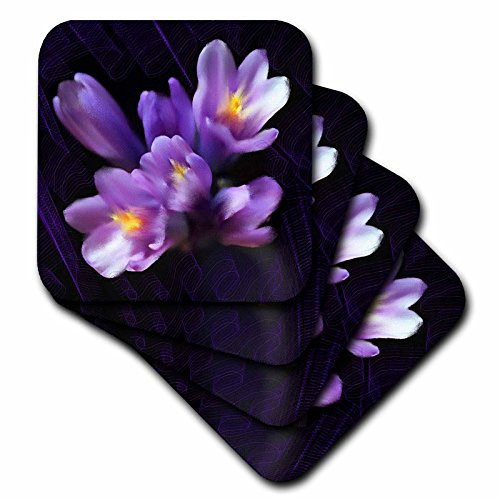 3dRose CST 4867 4 Purple Flowers Ceramic Tile Coasters Set of 8