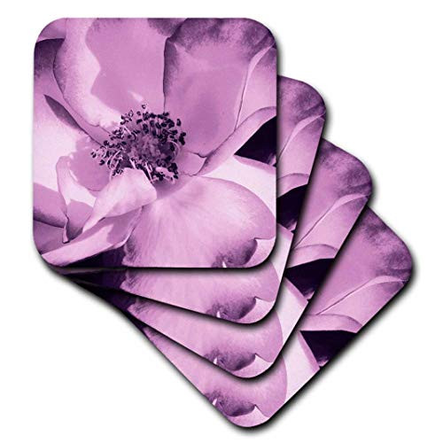 3dRose CST 12383 1 Purple Rose Soft Coasters  Set of 4