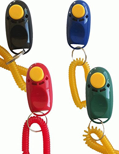 QPets Dog Training Clicker with Wrist Strap Behavioral Training Pet Training Clicker for Cats Birds Puppies  4 Pack