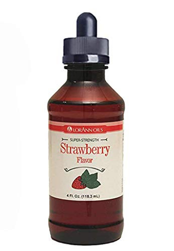 LorAnn Strawberry Super Strength Flavor 4 ounce bottle   Includes a threaded Glass Dropper