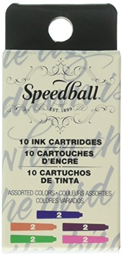 Speedball 002906 Fountain Pen Ink Cartridges   Assorted Colors   Cartridges for Speedball Fountain Pens  10 Assorted Colors
