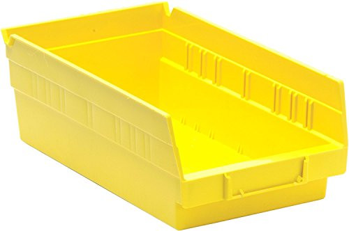 Quantum Storage K QSB102YL 10 10 Pack Hanging Plastic Shelf Bin Storage Containers 11 5 8  x 6 5 8  x 4  Yellow
