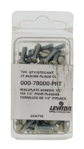 Leviton 78000-PRT 1/2-Inch Long 6-32 Thread, Oval Head Milled Slot Replacement Wallplate Screws, Light Almond