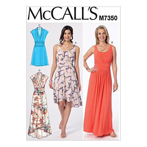 McCall's Patterns M7350 Misses' Gathered Scoop Neck or Surplice Dresses, A5 (6-8-10-12-14)