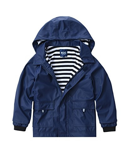 M2C Boys Hooded Waterproof Rain Jacket Cotton Lined Windbreaker 4T Navy
