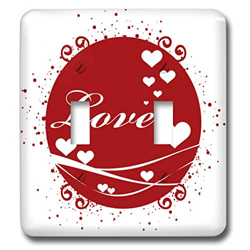 3dRose lsp 44343 2 Red Hearts With Love Word Art on White Background Double Toggle Switch