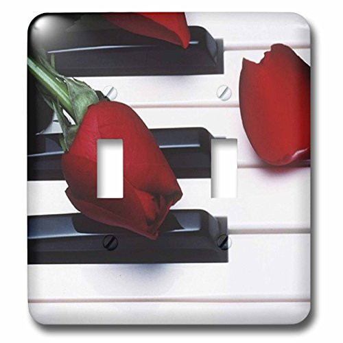 3dRose lsp 56956 2 Red Tulips On Piano Keys Double Toggle Switch