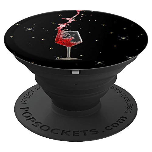 Red Wine Explosion on Star Black background PopSockets Grip and Stand for Phones and Tablets