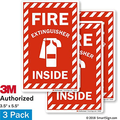 SmartSign Fire Extinguisher Inside Label   4  x 6  Engineer Grade Reflective Pack of 3