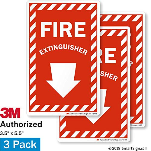 SmartSign Fire Extinguisher Label with Down Arrow   4  x 6  3M Engineer Grade Reflective Pack of 3