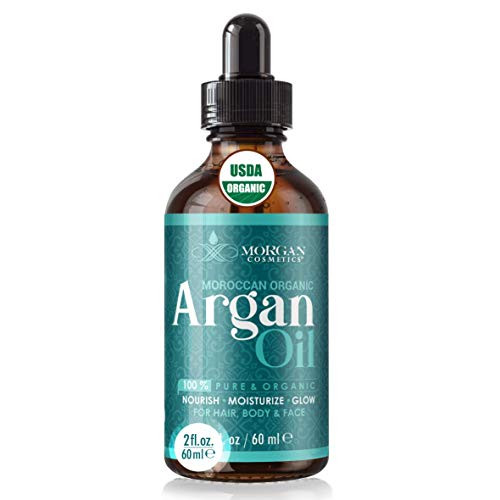 Morgan Cosmetics Organic Argan Oil Moisturizing and Conditioning Pure Moroccan Oil Treatment for Hair Skin and Nails 2 Oz